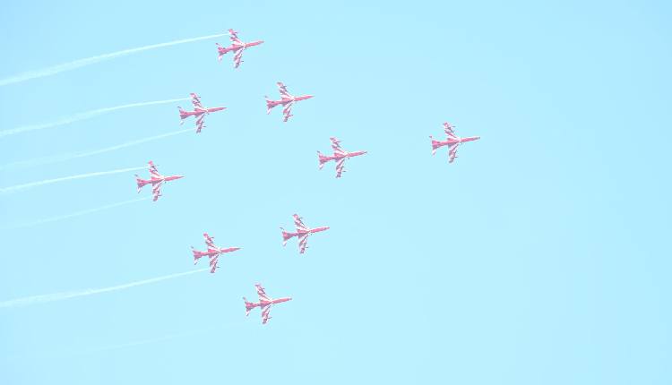 IAF’s Surya Kiran Aerobatic Team Lights Up Gujarat’s Mehsana Skies