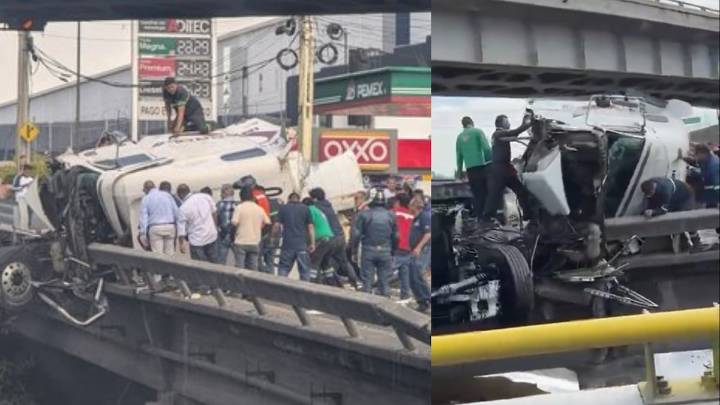Caos en la México-Querétaro, ahora por volcadura de tráiler en carriles laterales