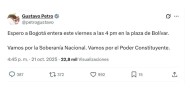 Petro promueve movilización en Bogotá