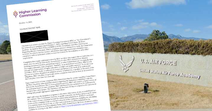 National accrediting agency gives Air Force Academy 30 days to respond to complaint