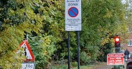 Residents left baffled as two sets of temporary lights set up on the same road