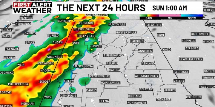 First Alert Weather Day for the possibility of damaging wind gusts late Saturday night into Sunday morning