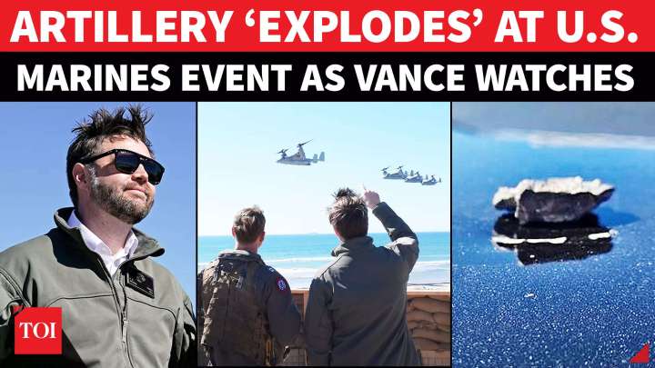 Shock Incident At US Marines Event: Artillery ‘Misfires’, Shrapnel Hits Police Car As Vance Watches