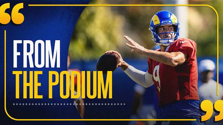 From the Podium: Sean McVay, Matthew Stafford and Davante Adams on staying in Baltimore to prepare for their matchup with Jaguars in London