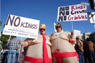 Protestas a nivel nacional contra Trump generan ambiente festivo; republicanos las llaman actos de odio a EEUU