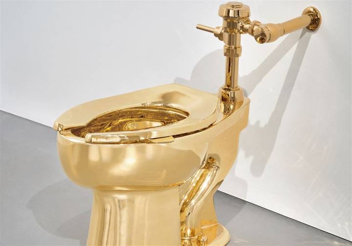 A solid gold toilet is up for auction with a $10 million starting price