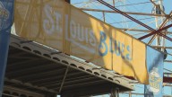 St. Louis Blues celebrate ahead of their home opener