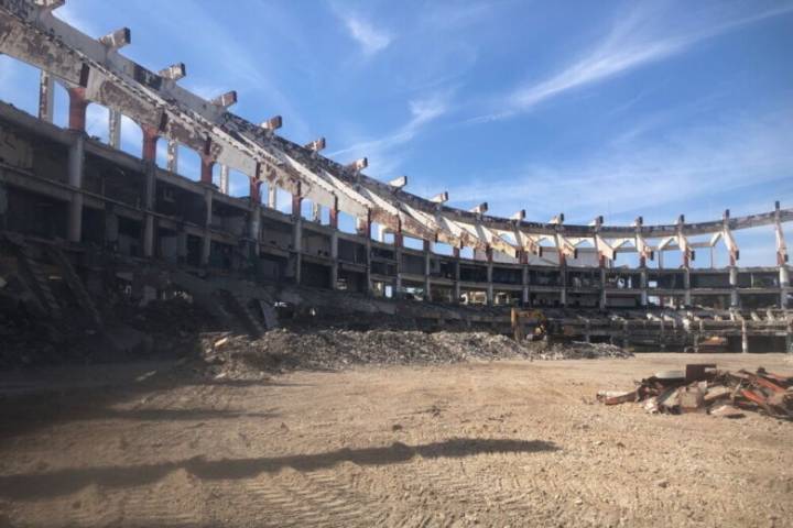 How far along is the demolition at the old RFK Stadium?