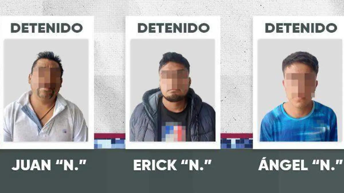 Tras persecución, caen tres por robo a tienda de conveniencia en San Sebastián de Aparicio