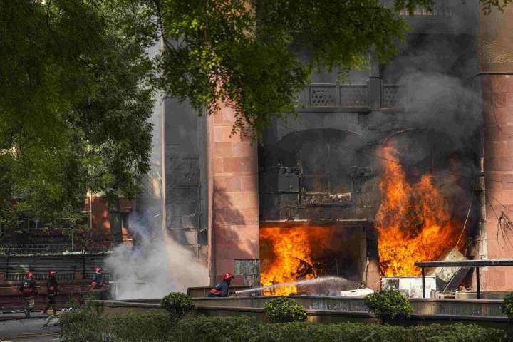 Major fire at Delhi’s Brahmaputra Apartments near Parliament, cause unknown