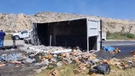 Entérate. Volcadura de camión provoca rapiña de cerveza frente al Relleno Sanitario de Saltillo