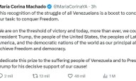 María Corina Machado acepta el Premio Nobel de la Paz 2025 y lo dedica a “cada venezolano”