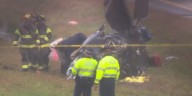 Plane crashes onto a Massachusetts highway, killing 2 and wounding 1 on the ground