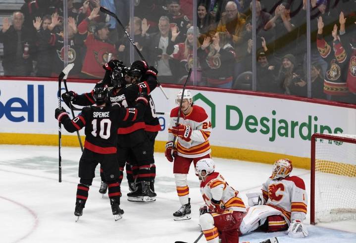 Sanderson makes up for mishap with tying goal in Senators’ 4-3 SO win over Flames – Winnipeg Free Press