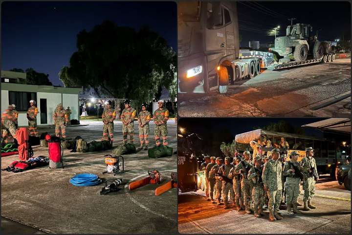 La Defensa Nacional llega a Pachuca con elementos, maquinaria y recursos para enfrentar contingencia en Hidalgo