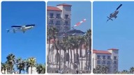 Video registra el momento de la caída de un helicóptero al perder el control en plena playa de Los Ángeles