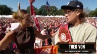 Awkward moment ESPN College GameDay guest is rejected by Jess Sims after 'shooting shot' live on air