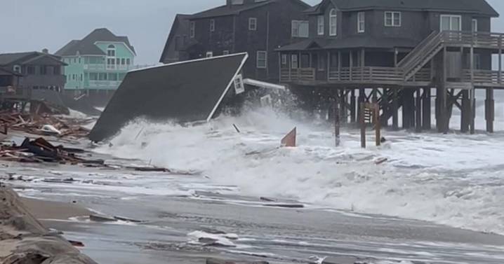 Beachfront houses collapsed into the Atlantic surf along North Carolina's Outer Banks