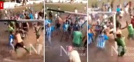 Un partido de fútbol terminó en batalla campal en La Cocha: video