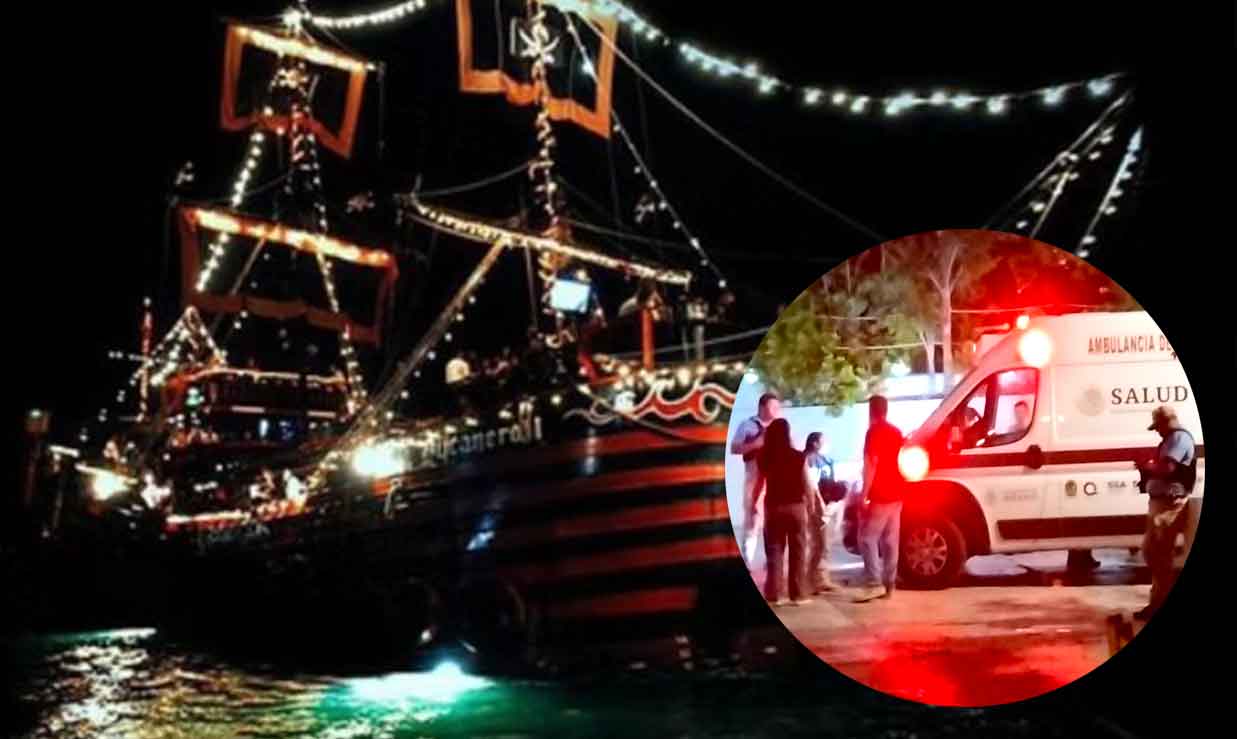 Chocan dos jóvenes en moto acuática contra barco «pirata» en Cancún y sufren graves heridas