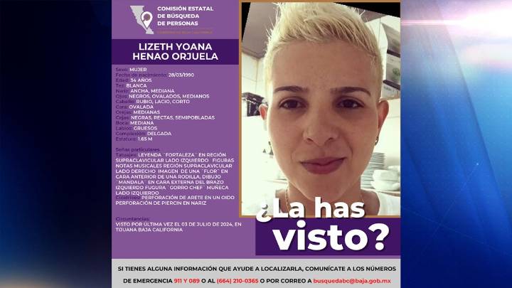 Continúa búsqueda de mujer colombiana desaparecida en Tijuana