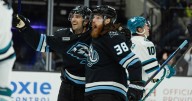 Schmaltz gets second career hat trick for first three goals of season as Mammoth beat Sharks 6