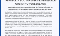 Venezuela denuncia provocación militar de Trinidad y Tobago
