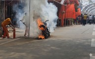 Moving motorcycle bursts into flames in Dhenkanal, sparks panic among commuters