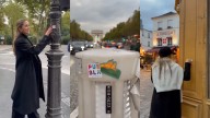 Desata Polémica Video de la Secretaria de Turismo de Puebla Pegando Stickers en París, Francia