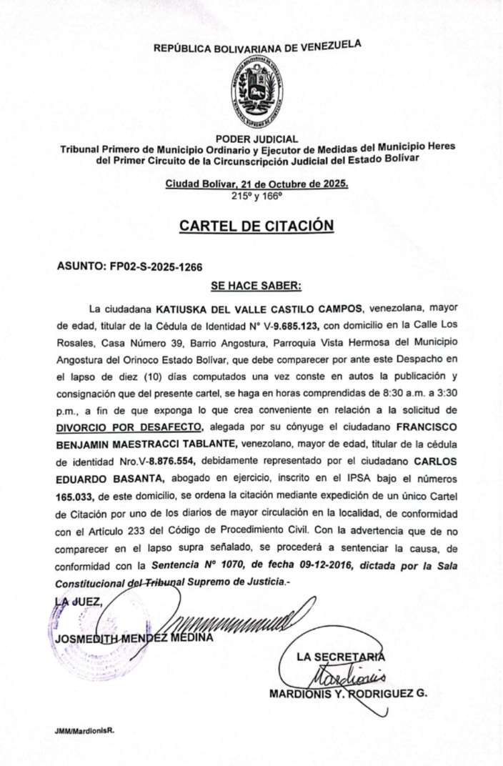 CARTEL DE CITACIÓN