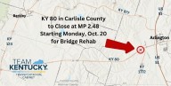 Section of KY 80 in Carlisle County to close Monday