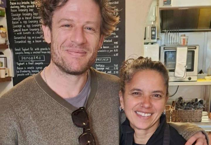BBC’s Happy Valley and Netflix’s House of Guinness actor James Norton takes pictures with staff at Basil café in Tunbridge Wells
