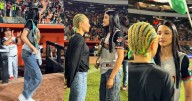 Camila Zamorano y la japonesa Sana Hazuki protagonizan cara a cara durante juego de los Naranjeros de Hermosillo en el Estadio Fernando Valenzuela