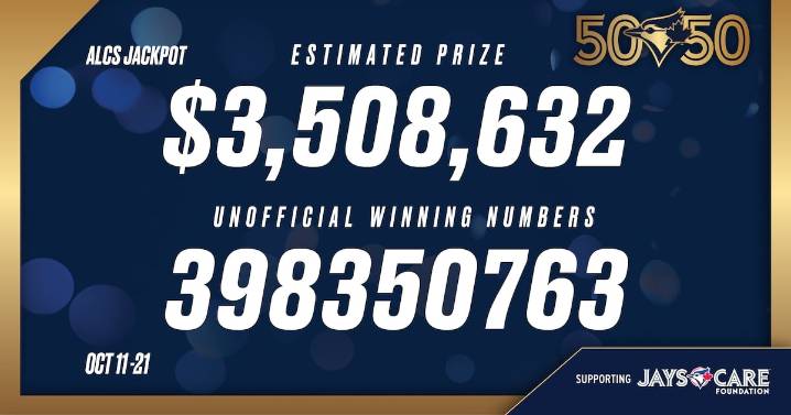 Blue Jays 50/50 ALCS jackpot: Kinburn resident wins $3.5 million