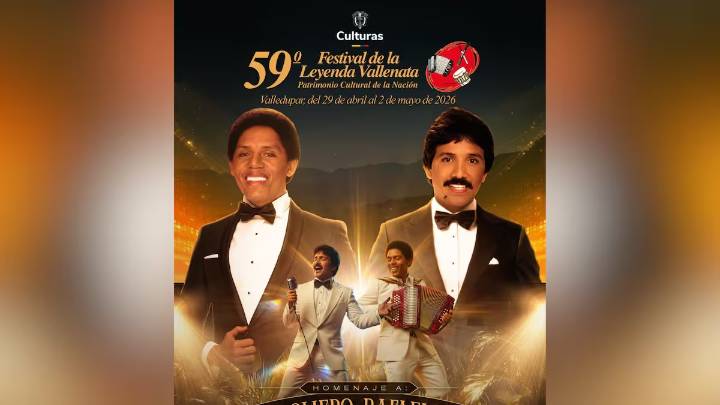 Develado el afiche de la versión 59 del Festival Vallenato en homenaje a Israel Romero y Rafael Orozco