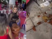 "Lady Hambreada": mujer se enfurece por no recibir más tacos y lanza cazuela al suelo