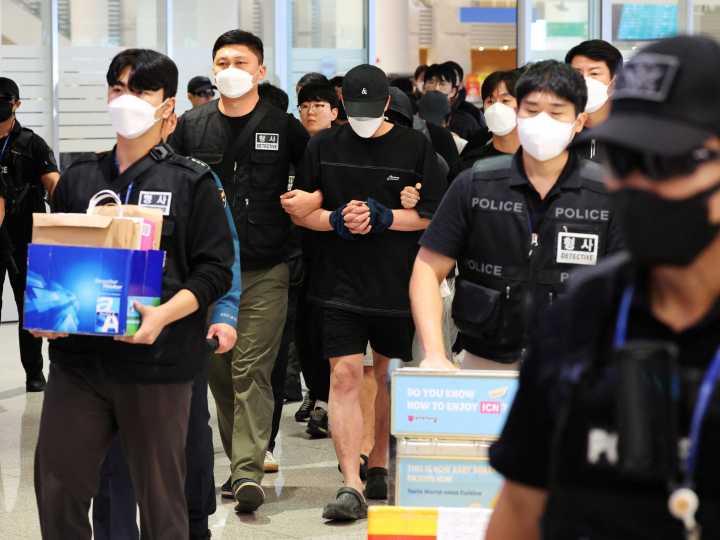 Dozens of South Koreans freed from Cambodia scam centres now home, arrested