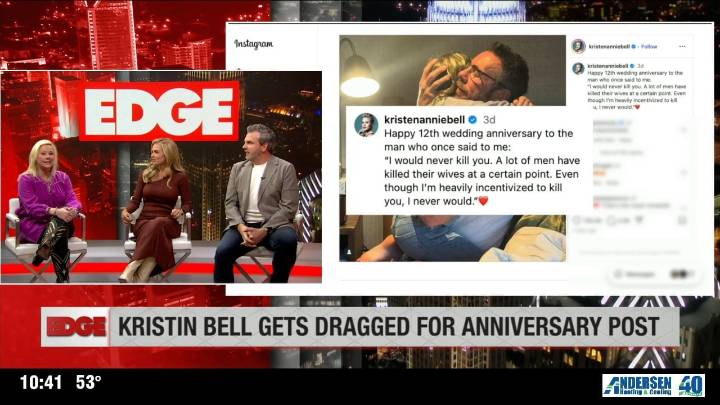 The Edge: Kristin Bell accused of writing tone-deaf wedding anniversary post