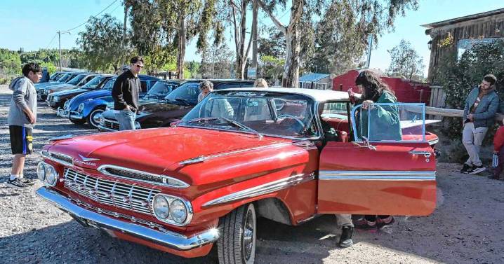 Fiesta fierrera en Roca: 55 autos antiguos participaron de la Manzana Clásica en Paso Córdoba