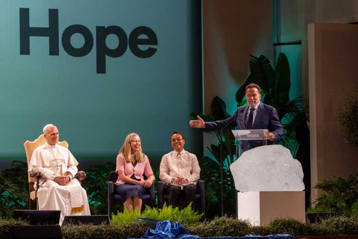 Pope Leo XIV, Arnold Schwarzenegger promote care for the earth at climate conference