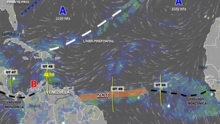 Tres ondas tropicales se desplazarán sobre el occidente del país