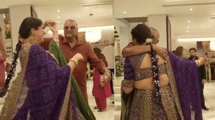 Boney Kapoor twirls teary-eyed daughter Anshula Kapoor as she begins new chapter with Rohan Thakkar