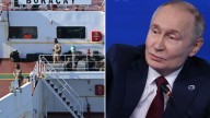 Putin slams French troops who raided 'Russian ghost ship' for 'piracy' as Vlad claims 'I'm not an emperor'