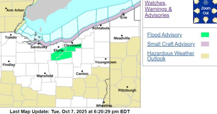 Flood advisory for Cuyahoga, Lorain and Medina counties
