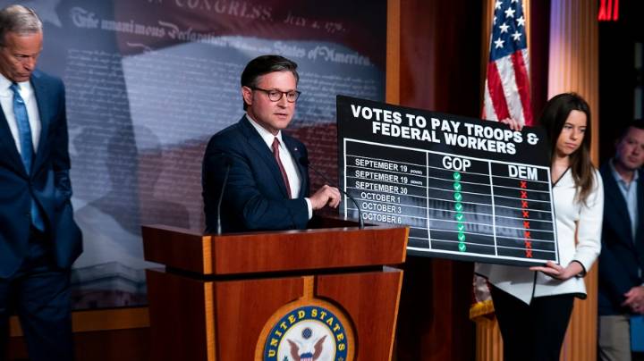 Johnson says Democrats are to blame for looming lapse in military pay