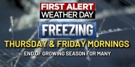First Alert Weather Days issued for Thursday and Friday morning due to frost/freeze potential