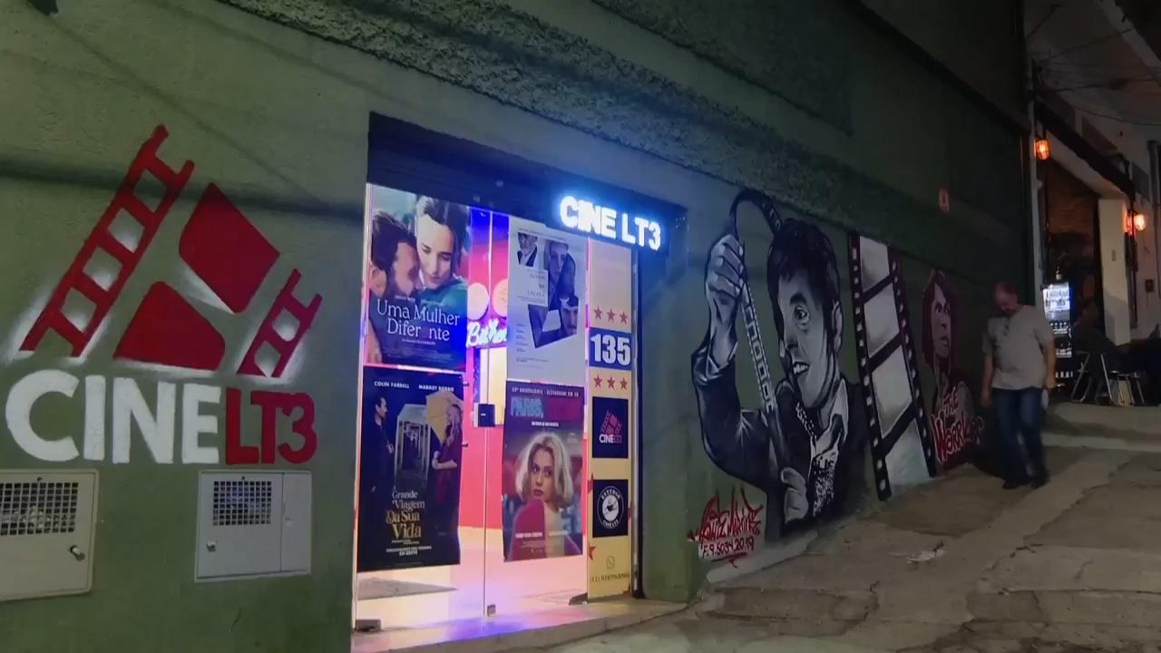 The charming Sao Paulo cinema, tucked into an old garage