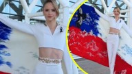 Vestida de blanco y con un tradicional "Sachei": Así fue el embarque de Inna Moll para representar a Chile en el Miss Universo