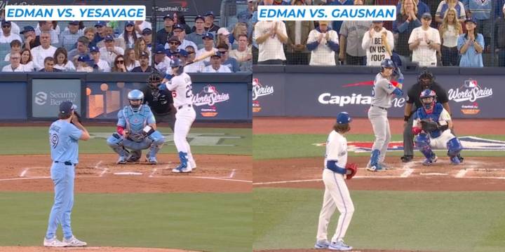 Tommy Edman switch-hitting vs. Blue Jays in the World Series