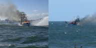 Crews respond after boat catches on fire off Cherry Grove coast